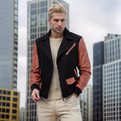 Men's fashionable transitional jacket with contrasting sleeves and practical pockets NOVAE