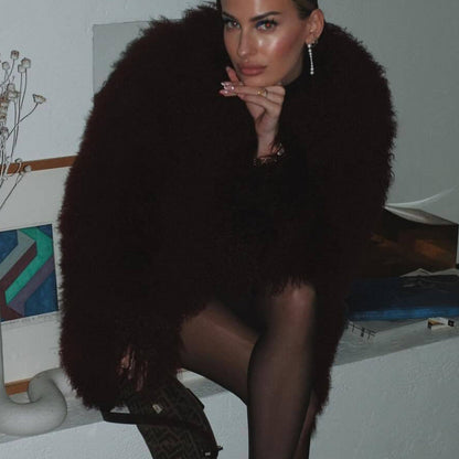 Women's cozy long-haired coat NOVAE