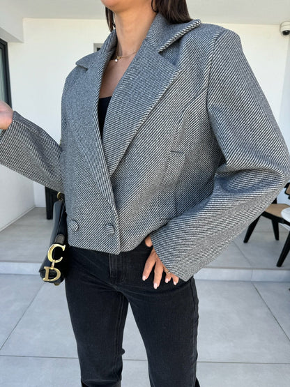 Women's Elegant Oversized Blazer with Double Button Closure and Textured Fabric NOVAE