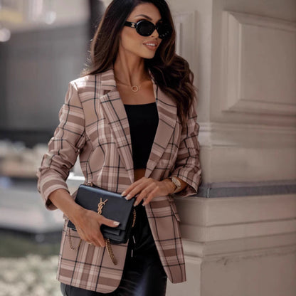 Women's checked blazer with a modern cut and elegant accents NOVAE
