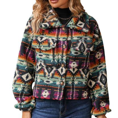 Women's Cozy Boho-Style Jacket with Colorful Pattern NOVAE
