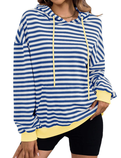 Women's casual hoodie with colorful striped pattern NOVAE