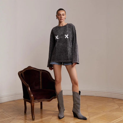 Women's casual sweatshirt with creative graphic print NOVAE