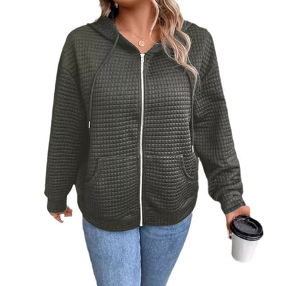 Women's lined hooded jacket with zipper and structured design NOVAE