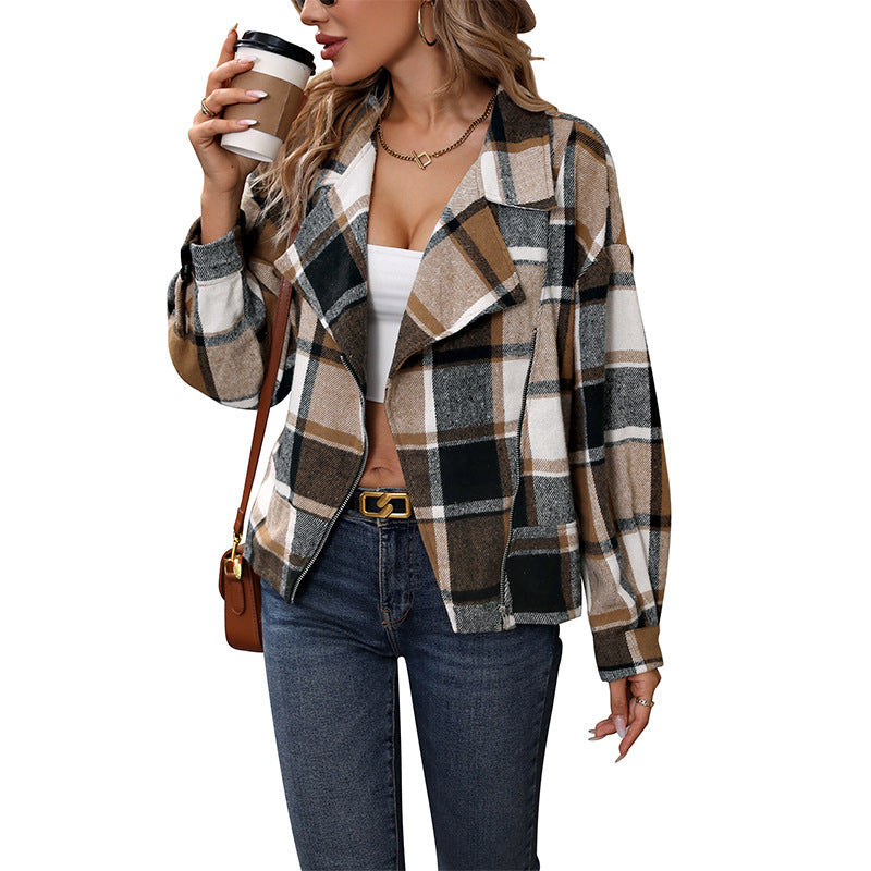 Women's checked blazer jacket with a relaxed fit NOVAE