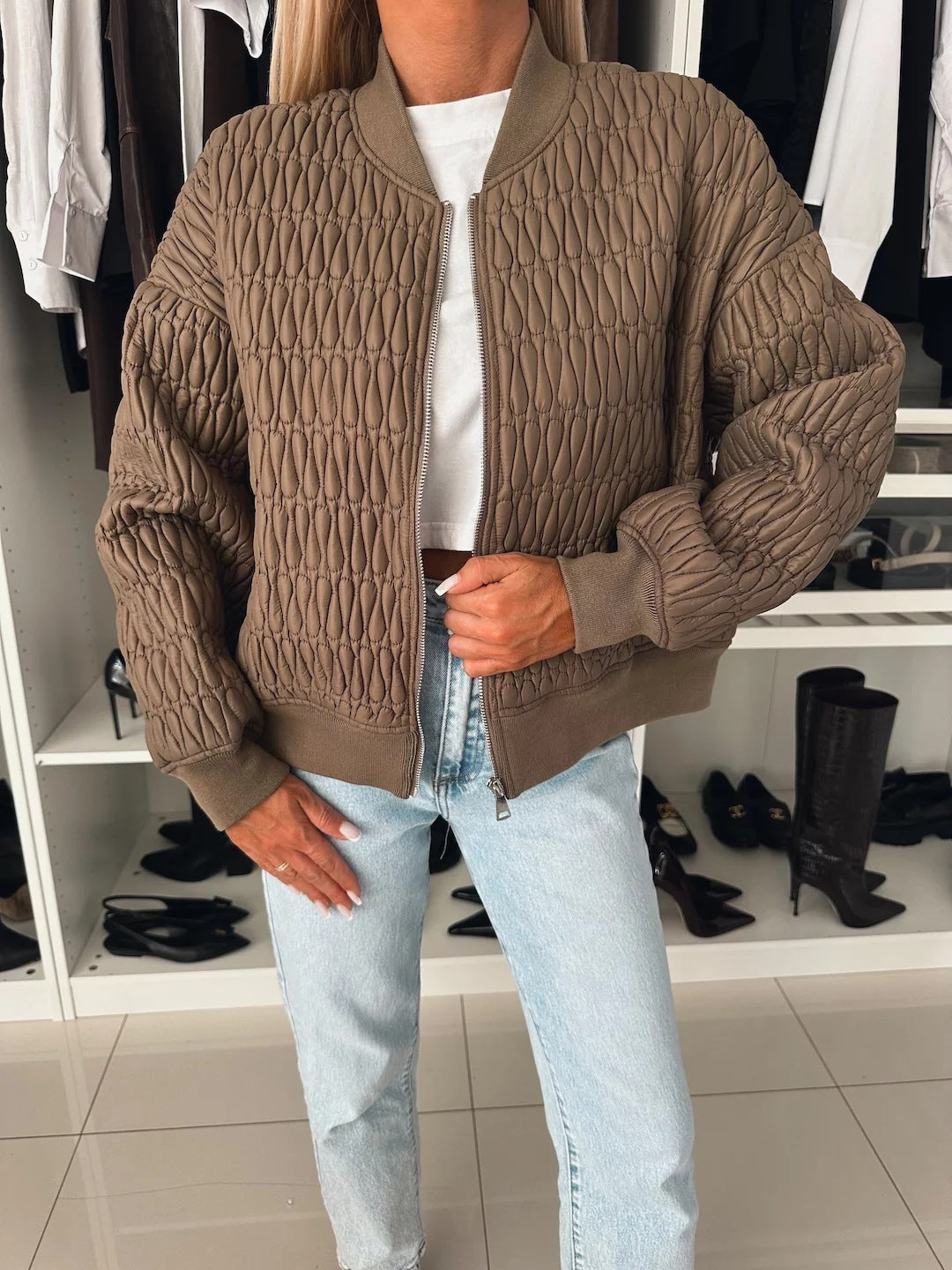 Women's quilted jacket in a casual oversized style with special quilted details NOVAE