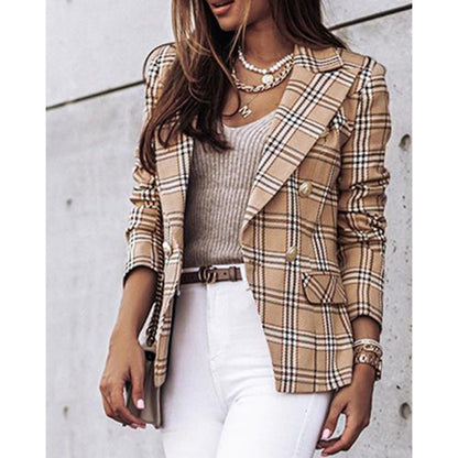 Women's checked blazer with an elegant cut and high-quality button details NOVAE