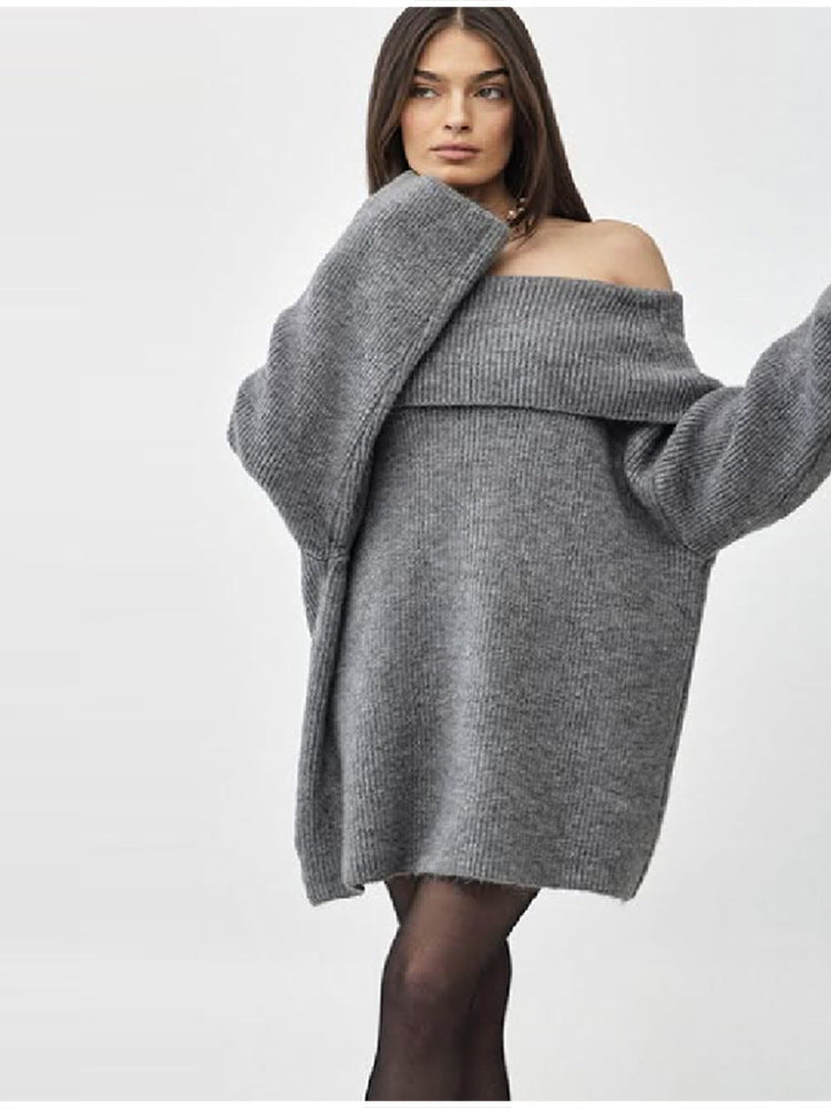 Women's off-the-shoulder sweater dress in soft knit quality NOVAE