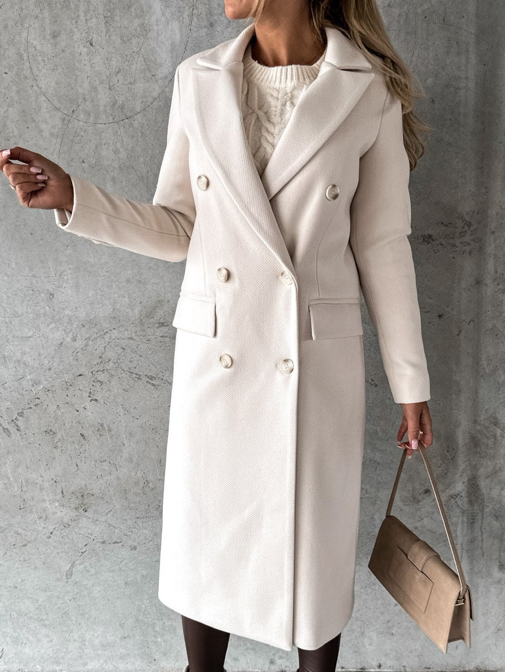 Women's double-breasted wool coat with elegant button placket and comfortable cut NOVAE