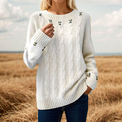 Women's knit sweater with a relaxed fit and exquisite details NOVAE