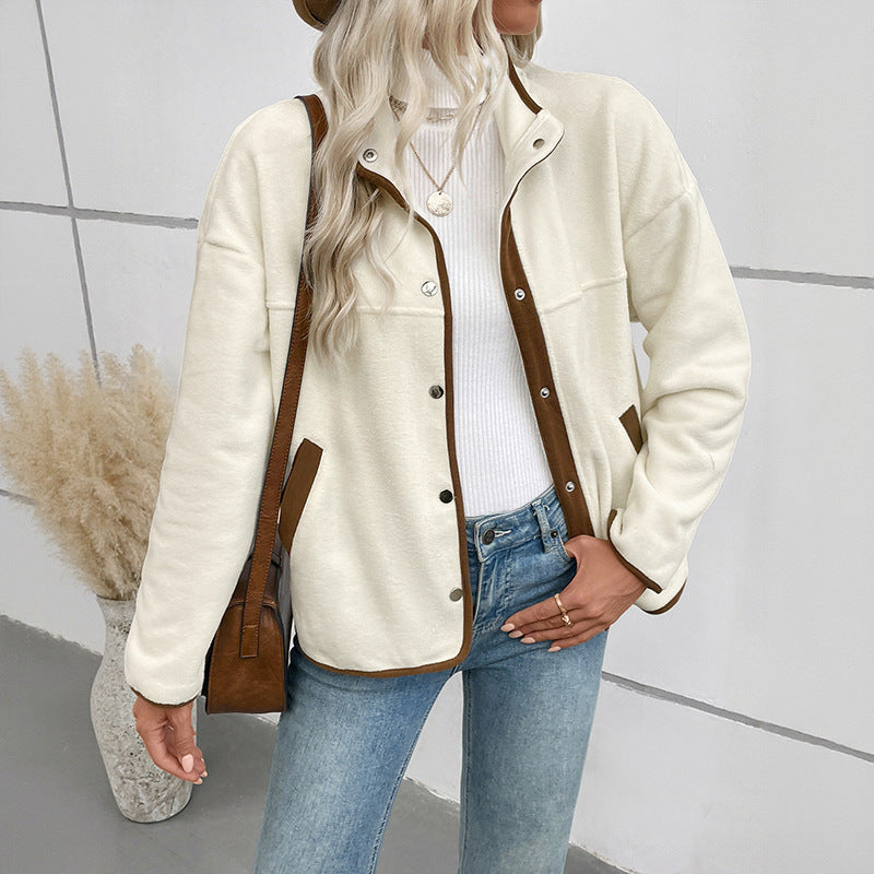 Women's fleece jacket with contrasting details NOVAE