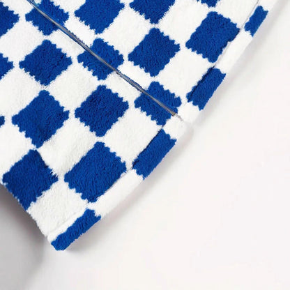 Women's plush jacket with check pattern and high collar NOVAE