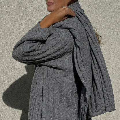 Women's Oversized Knit Sweater with Scarf NOVAE