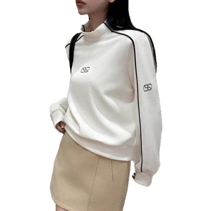 Women's sporty turtleneck sweater with contrasting stitching NOVAE