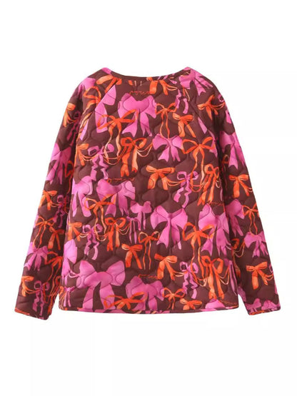 Women's quilted jacket with playful bow pattern NOVAE