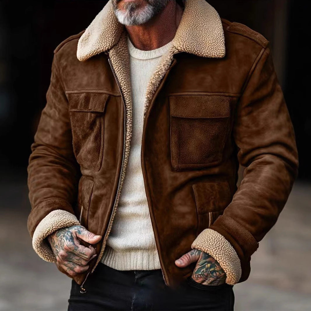 Men's stylish leather jacket with warm lining NOVAE