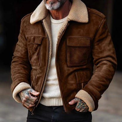 Men's stylish leather jacket with warm lining NOVAE