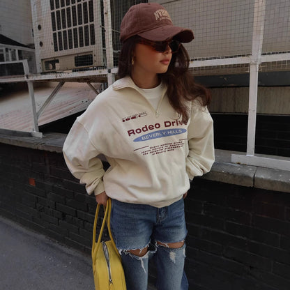 Women's sweatshirt with stand-up collar and fashionable NOVAE print