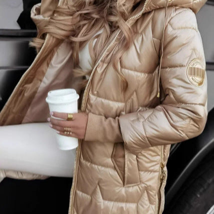 Women's fashionable and warm quilted jacket with hood NOVAE