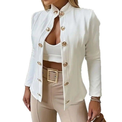 Women's elegant couture jacket with decorative buttons and tailored cut NOVAE