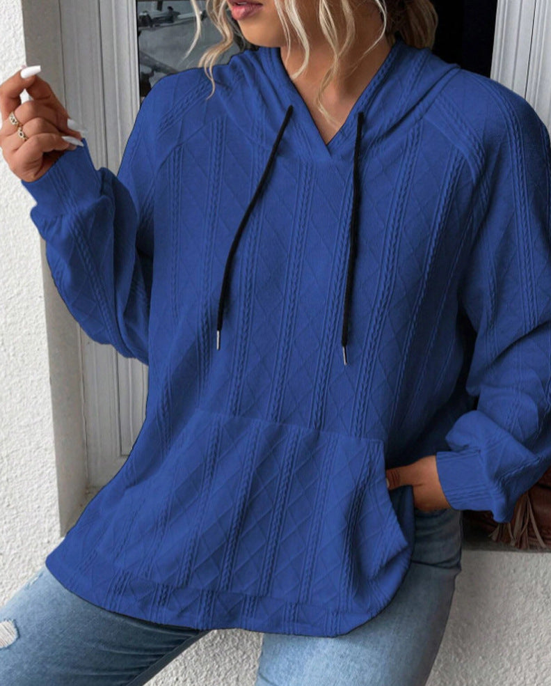 Women's Oversized Knit Hoodie with V-Neck and Stylish Hood NOVAE