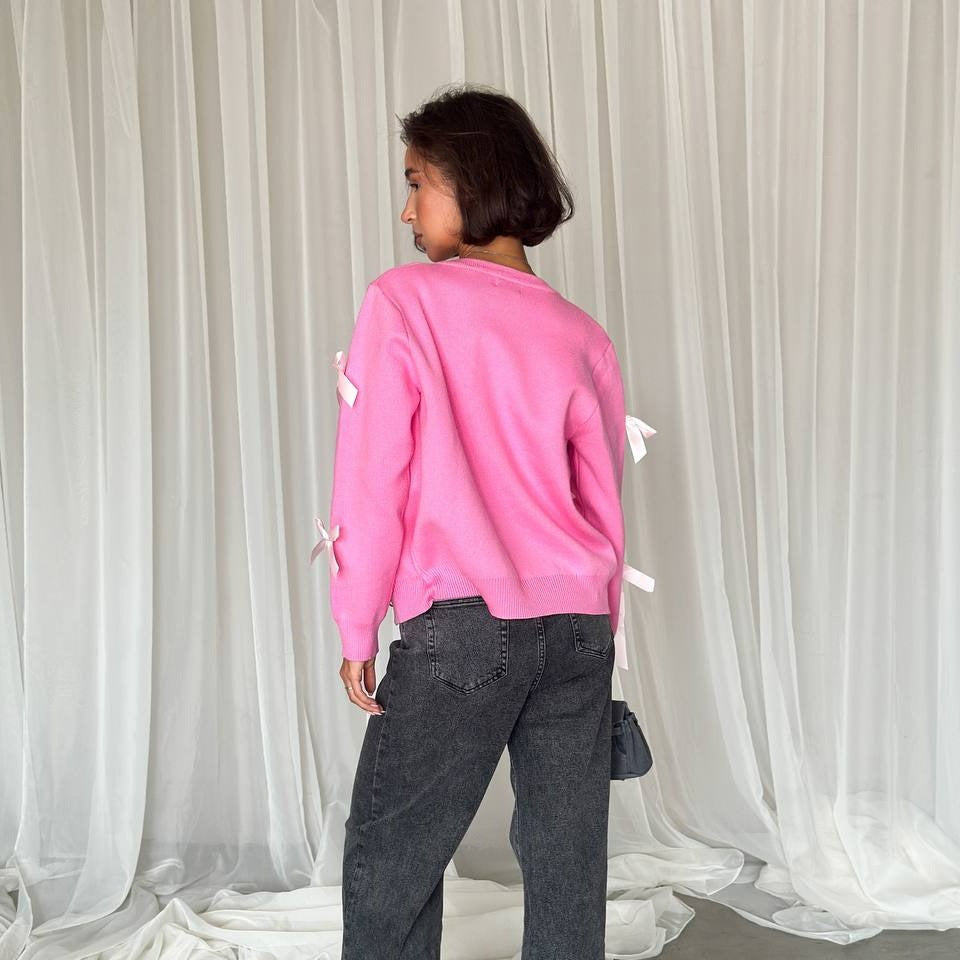 Women's elegant knit sweater with fashionable bow details NOVAE