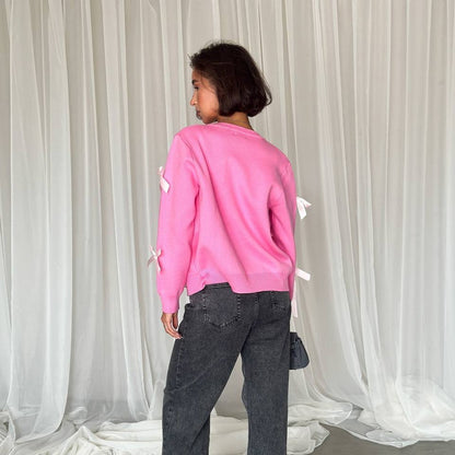 Women's elegant knit sweater with fashionable bow details NOVAE