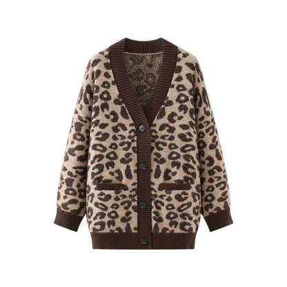 Women's lightweight knit cardigan with textured leopard print NOVAE
