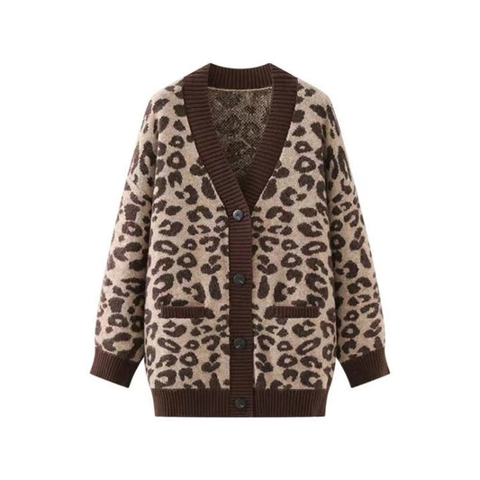 Women's lightweight knit cardigan with textured leopard print NOVAE