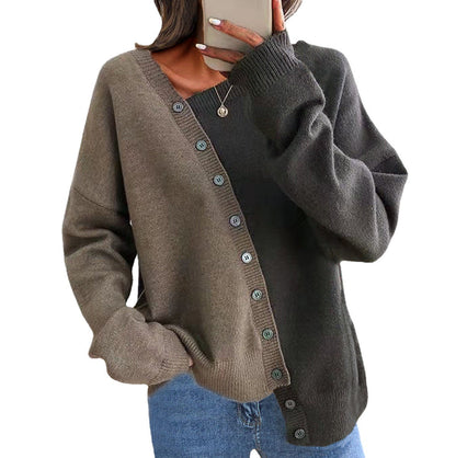 Women's fashionable cardigan with asymmetrical design and button details NOVAE