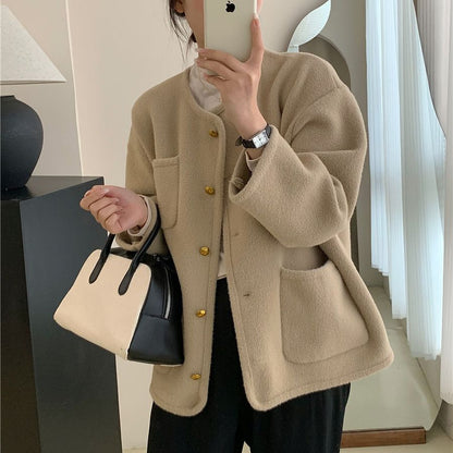 Women's soft jacket with decorative buttons and large pockets NOVAE