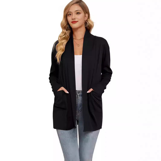 Women's casual long cardigan with pockets NOVAE