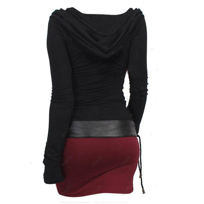 Women's hoodie dress with wrap collar and figure-hugging cut NOVAE