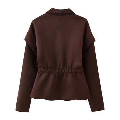 Women's fashionable blazer jacket with generous pockets and asymmetrical cut NOVAE