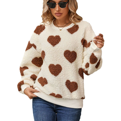 Women's sweater with heart pattern made of high-quality bouclé fabric NOVAE