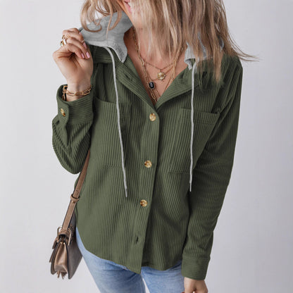 Women's structured shirt jacket with hood and practical pockets NOVAE