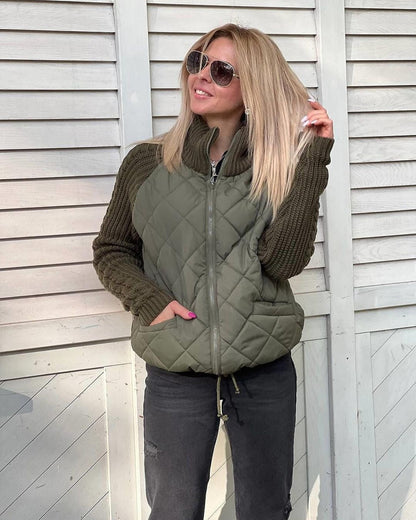 Women's quilted coat with heat-insulating knit surface NOVAE