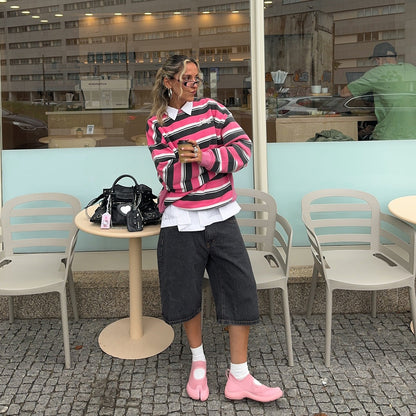 Women's casual striped sweater with a modern cut NOVAE