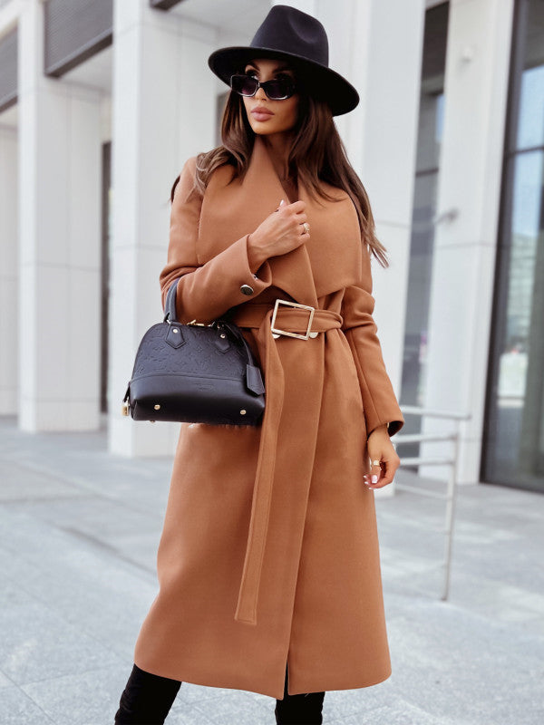 Women's Elegant Coat with Belt and Classic Cut NOVAE