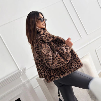 Women's cozy leopard print jacket NOVAE