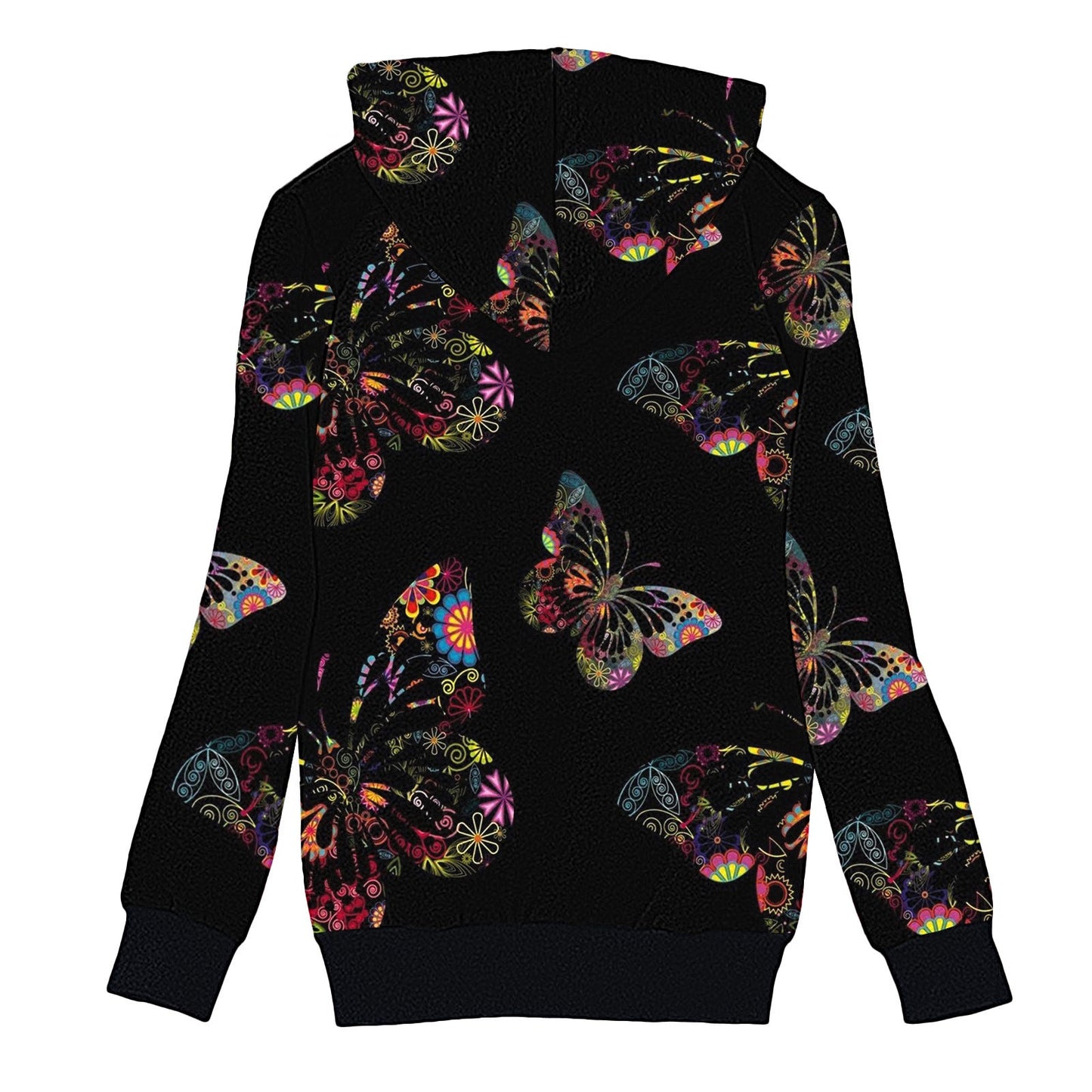 Women's cozy jacket with hood and colorful butterfly design NOVAE