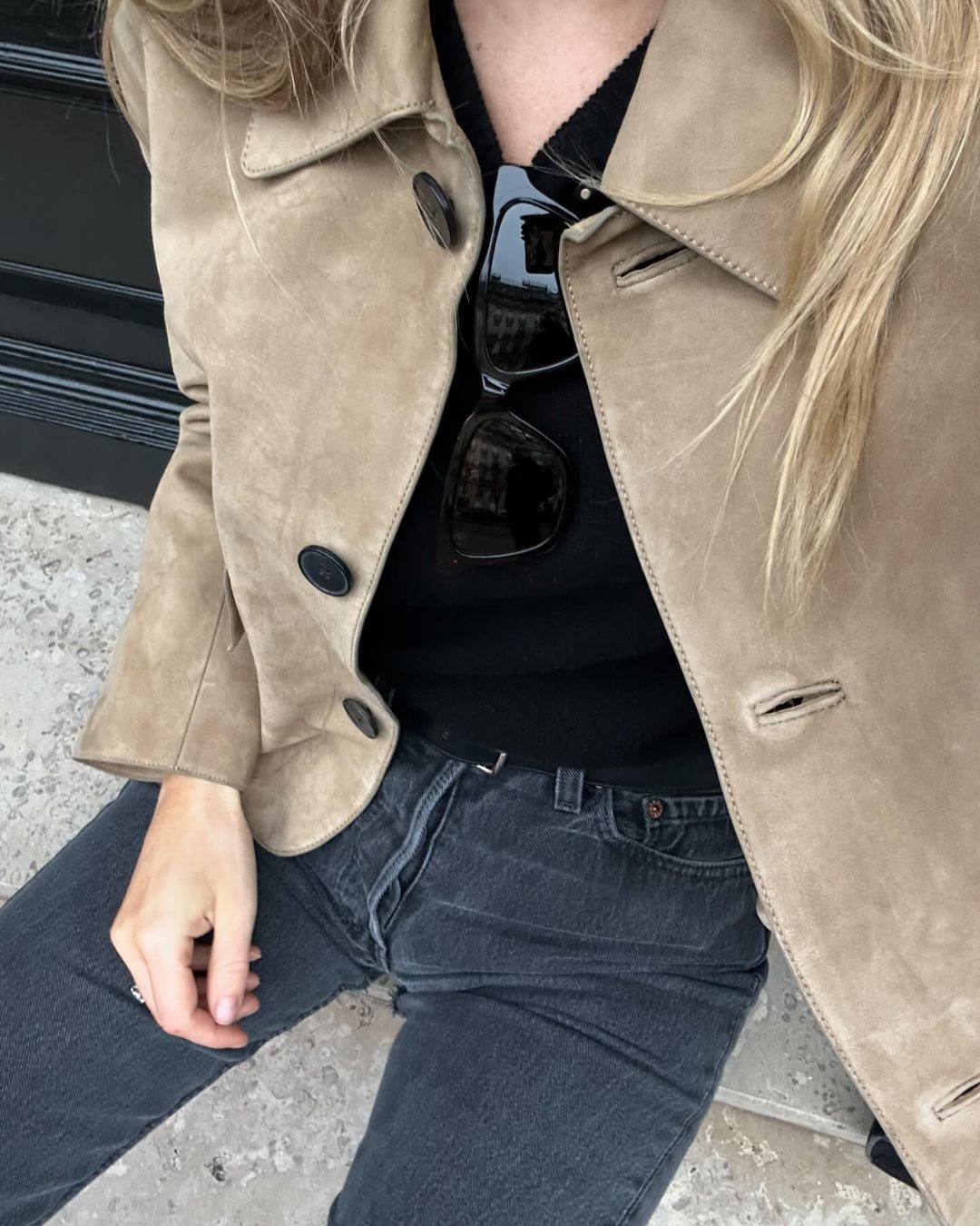 Women's fashionable suede jacket with practical pockets NOVAE