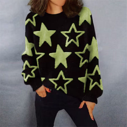 Women's Comfortable Knit Sweater with Starry Pattern and Casual Cut NOVAE