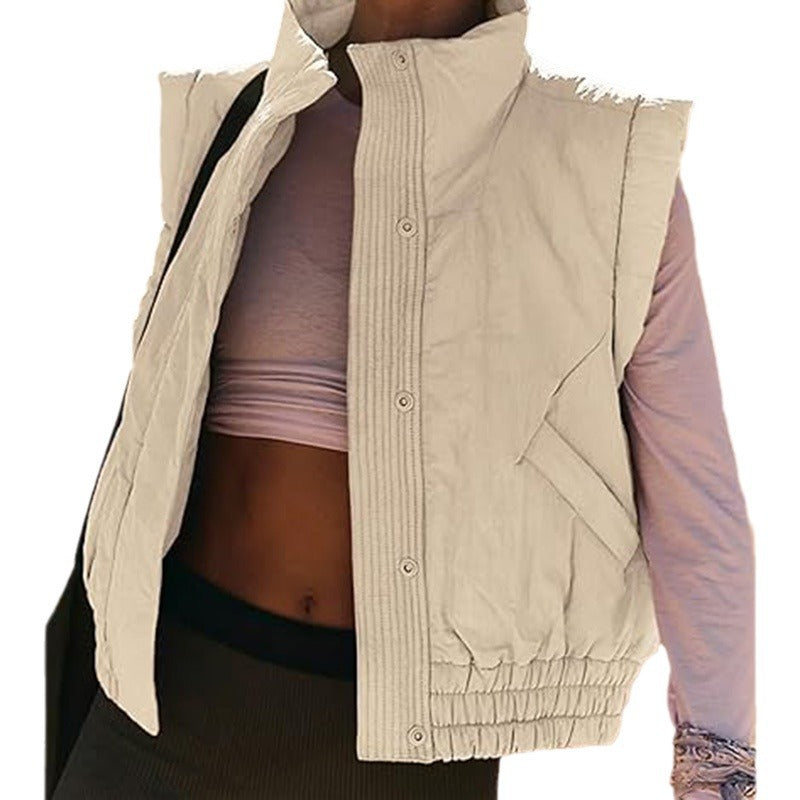 Women's vest with quilted details and high collar line NOVAE