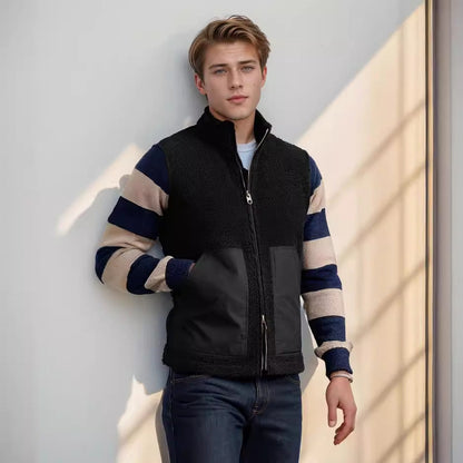 Men's fashionable fleece jacket with structured collar and practical pockets NOVAE