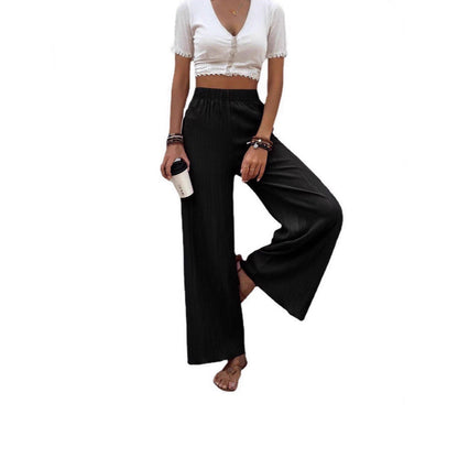 Women's wide-leg lounge trousers with elasticated waistband and pleats NOVAE