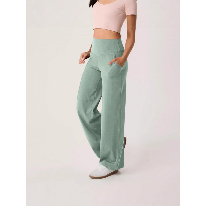 Women's wide-leg high-waisted leisure trousers with practical pockets NOVAE