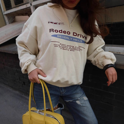 Women's sweatshirt with stand-up collar and fashionable NOVAE print