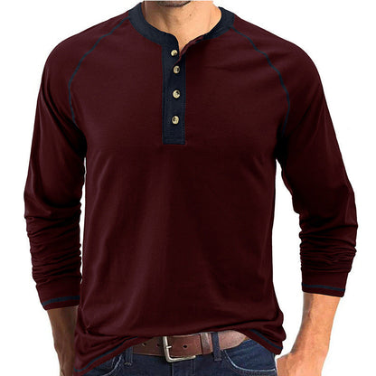 Men's long-sleeved shirt with button placket and contrasting details NOVAE