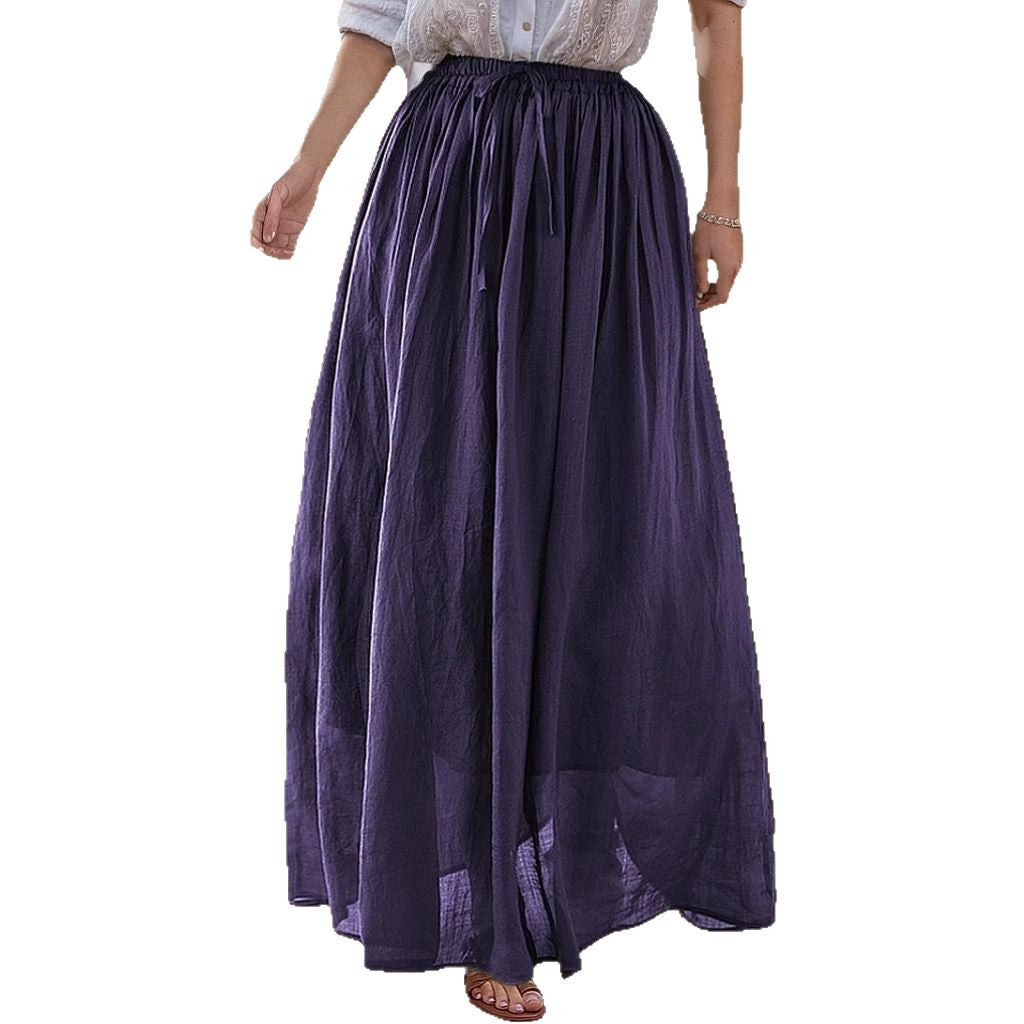 Women's elegant maxi skirt with a flowing cut and practical tie straps NOVAE